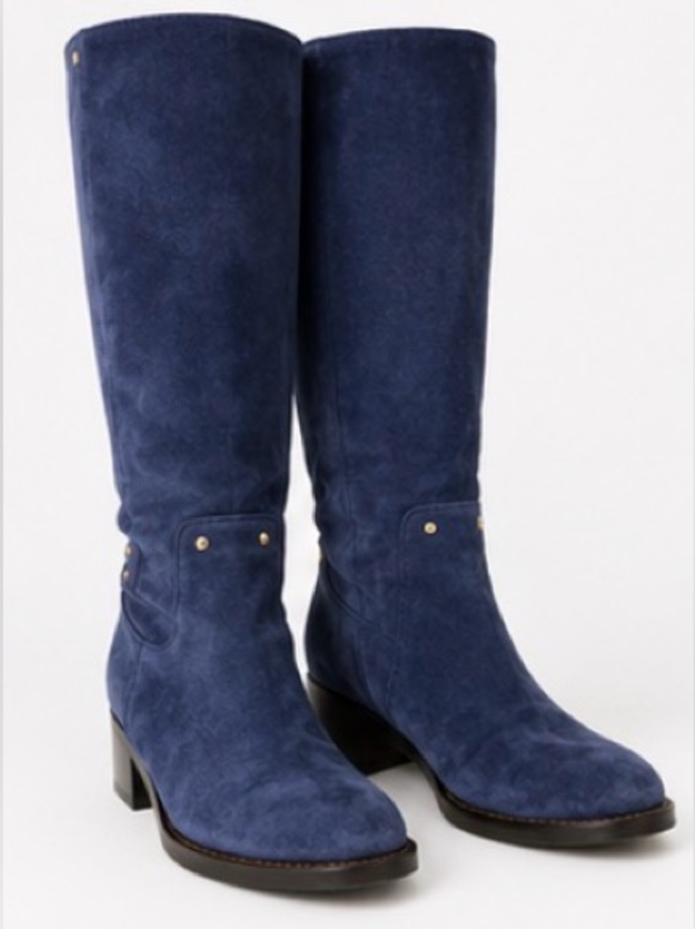 [Bettye Muller] Blue Suede Tall Knee High Boots Italy 36.5 US 6.5M Luxe Designer